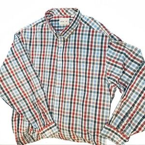 Roundtree and Yorke Gold Label -Blue, Red, Navy and White Plaid 2X Button Down